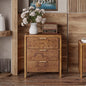 COZAYH Farmhouse Nightstand with 3 Drawer, Distressed Wood Rustic Accent Dresser, Burl Finish Bedside Table for Bedroom, Entryway, Fully Assembled, Brown - color: Dark Brown, size: 3 Drawer-No USB