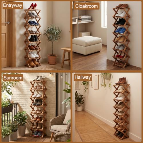 Shoe Racks, Foldable Shoes Organizer Free Standing Shelf for Entryway, Closet, Bedroom, Hallway, | Natural | Functional | Multifunctional Shoe Rack (Five Layers of Brown) - color: Five Layers of Brown