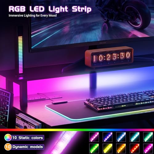 Apicizon 43 Inch Gaming Desk with LED Setup Style, Computer Desk with Storage Shelves & Monitor Stand, Reversible Workstation for Small Space, Home Office Desk Black - size: 43inch