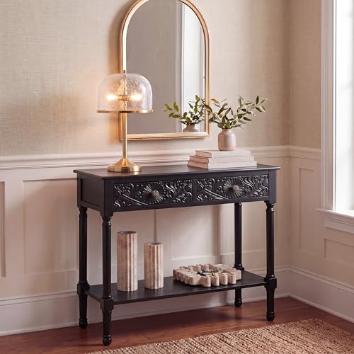 SAFAVIEH Home Collection Josie Black 2-Drawer Console Table for Living Room Foyer Bedroom Hallway Entryway Office - color: Black