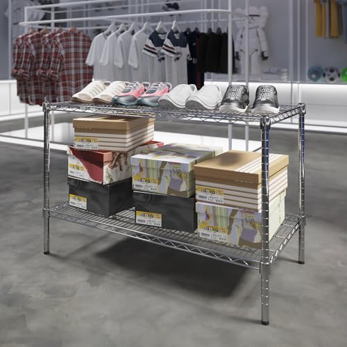 21" Deep x 42" Wide x 27" Height Wire Shelving Kit | 2-Tier | NSF Commercial Storage Rack Unit - size: 21" Deep x 42" Wide
