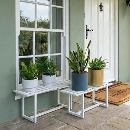 2-Pack Elegant Mid-Century Modern Metal Tiered Plant Stand Robust 330 lbs Capacity Versatile Indoor Outdoor Display for Living Room, Patio & Balcony White - color: 1 Tier White