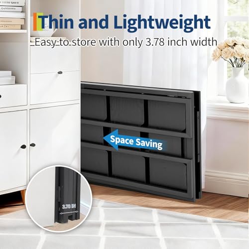 GarveeLife 38.6 inch Folding Desk Writing Computer Desk with Storage Shelf,Spaces Saving Writing Sturdy Table No Assembly,for for Bedroom, Home Office, Dorm, Apartment, Black