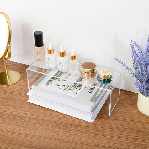 Yieach Large Clear Acrylic Risers Display Stands,3 Pcs Rectangular Display Risers for Funko Pop,Figures,Food,Showcase Collectibles Display Shelf,Retail Desktop Risers Display Stand and Decoration