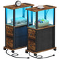 TUTOTAK Small Narrow End Tables, LED Side Tables with 2 Fabric Drawers, Set of 2, Bedside Tables with Charging Station for Small Spaces, Slim Nightstands with USB Ports and Wheels, TB01BB053CL - color: Brown and Black, style: with LED Light & Outlets