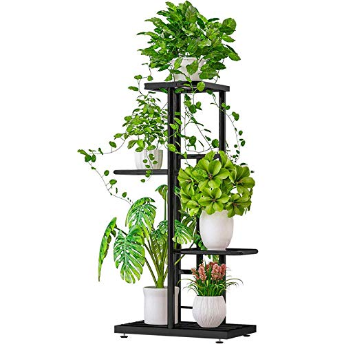 MTB Garden 4 Tier Metal Plant Stand for Indoor Outdoor Flower Pot Display Planter Shelf, Charcoal Grey - color: Dark Grey, size: 4 Tier