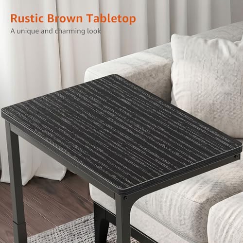 5-Level Adjustable C Side Table - End Table Living Room Bedroom Indoor Small C Shaped Couch Tray Desk, Black - color: Black