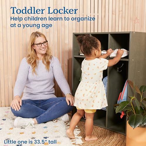 ECR4Kids Streamline 3-Section Toddler Coat Locker with Cubby Storage, Kids Furniture, Grey Wash - color: Grey Wash