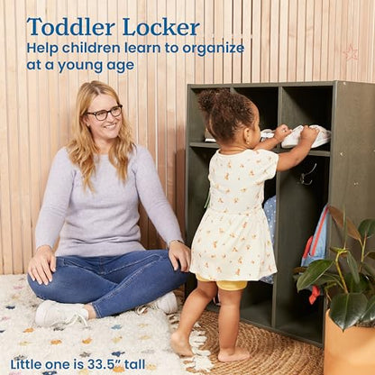 ECR4Kids Streamline 3-Section Toddler Coat Locker with Cubby Storage, Kids Furniture, Grey Wash - color: Grey Wash