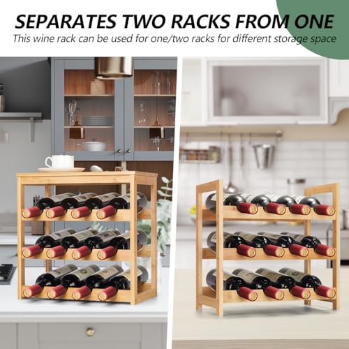 Wine Rack 24-Botttle Freestanding Floor, 6-Tier Wine Rack Shelf with Table Top, Bamboo Display Wine Storage Shelves Kitchen Bar Dining Room Living Room, Natural - color: 6 Tier Natural