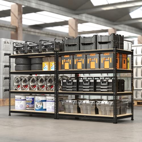 PrimeZone 40" W x 20" D x 59" H Heavy Duty Storage Shelves, 4 Tier Adjustable Garage Shelving Unit, Metal Organizer Shelf Utility Rack for Warehouse Pantry Closet Kitchen, Black - size: 40"W x 20"D x 59"H