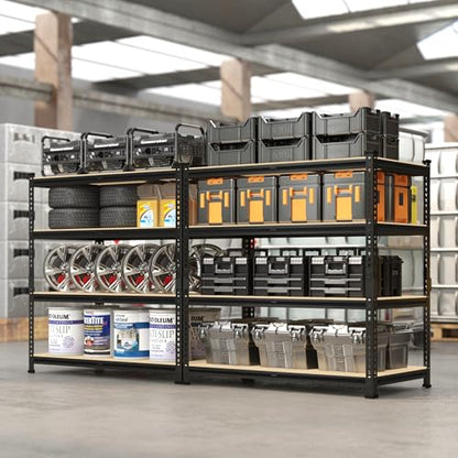PrimeZone 40" W x 20" D x 59" H Heavy Duty Storage Shelves, 4 Tier Adjustable Garage Shelving Unit, Metal Organizer Shelf Utility Rack for Warehouse Pantry Closet Kitchen, Black - size: 40"W x 20"D x 59"H