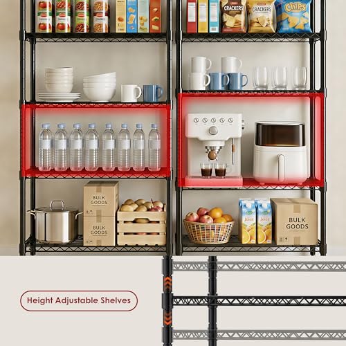 Simple Deluxe 4-Tier Heavy Duty Adjustable Storage Shelf with Wheels, 23.23”W x 17.63”D x 47.24”H, Wide Mobile Metal Shelving Unit, Easy Assembly for Living Room, Office,Black - size: 4-Tier, 23.23”W x 17.63”D x 47.24”H, style: 1 Pack
