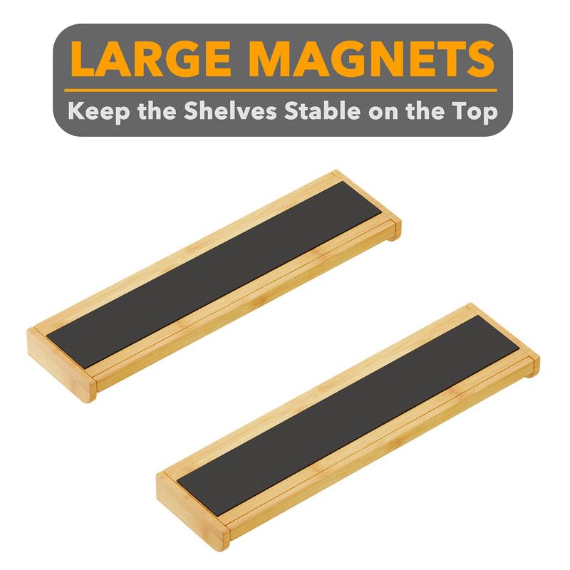 SpaceAid 30" Wide Kitchen Shelf Organizer for Stove, Magnetic Bamboo Spices Shelf for Home Stove Kitchen Storage Organization (Fit for Flat Top Only) - size: 30" Wide, Natural, 1-Tier
