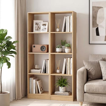 Tangkula 4 Cube Bookshelf, Freestanding 5 Tier Open Bookcase, Modern Cube Storage Organizer with Anti-toppling Device, Multipurpose Wooden Display Shelving for Living Room Study Office (1, Natural) - size: Natural