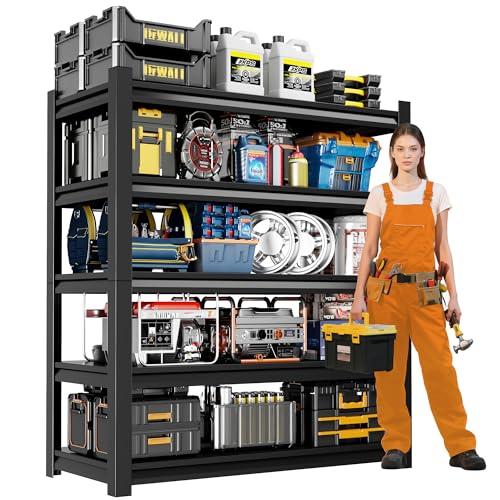 36" W Garage Shelving,5-Tier Heavy Duty Shelving Unit,3000LBS Adjustable Metal Storage Shelves,Storage Rack Units for Industrie,Shed,Warehouse,Basement,Black,35.4" W x 15.7" D x 72" H - size: 15.7"Dx35.4"Wx72"H