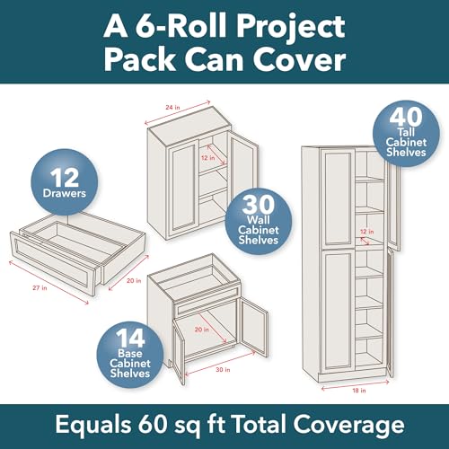 EasyLiner Select Grip Shelf Liner - Easy to Install & Cut to Fit - Non Slip, Non Adhesive, Drawer Shelf & Cabinet Liner for Kitchen, Bathroom, Pantry Cupboards, 20 in x 6 ft (6 Rolls), 36 ft, Black - color: Black, size: 20-Inch x 6 Feet (Pack of 6)