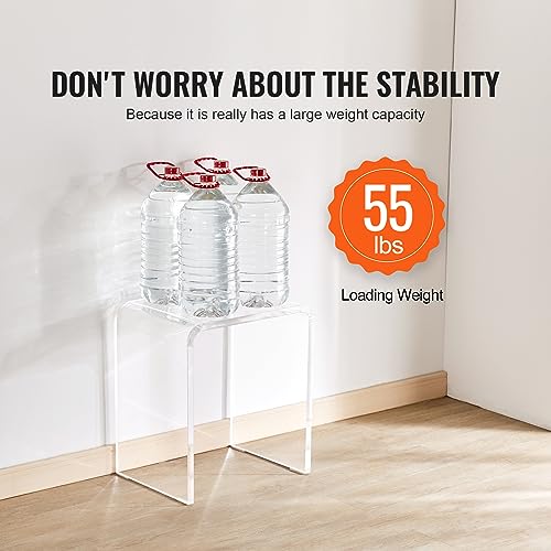 VEVOR Acrylic Side Table, Clear End Table, 18mm Thicker, One-Piece No Assembly Required, 18" High Modern Nightstand Used in Living Room & Bedroom, Bathroom, Home Decor, for Drink, Coffee, Food, Snack - style: U-Shaped