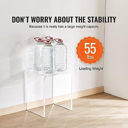 VEVOR Acrylic Side Table, Clear End Table, 18mm Thicker, One-Piece No Assembly Required, 18" High Modern Nightstand Used in Living Room & Bedroom, Bathroom, Home Decor, for Drink, Coffee, Food, Snack - style: U-Shaped