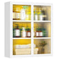 3-Tier Bathroom Wall Cabinet with 2 LED Light | Metal Medicine Cabinet with Glass Doors, Laundry Room Cabinets Storage, Black Over Toilet Modern Storage Cabinet for Bathroom - style: Full Glass Door White