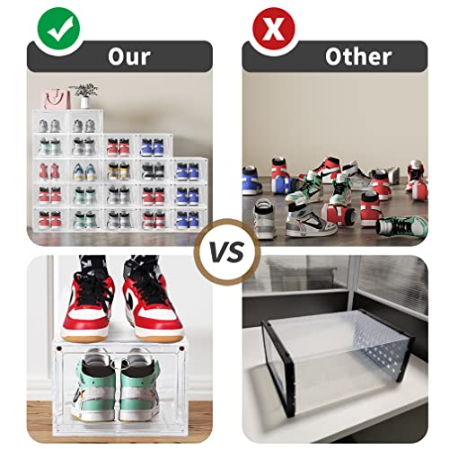 US 15 XXL 6 Pack Shoe Storage Box, Shoe Boxes Clear Plastic Stackable, Shoe Container for Organizing Sneaker and Basketball Shoes (XL BLACK 6 PACK) - color: XL 6 PACK BLACK