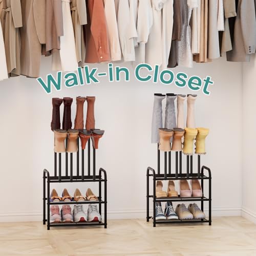 viewcare Black Boot Rack, Small Boot Rack Organizer, Tall Boots with Shoe Rack for Closet, Shoe Shelf Storage Organizer for Entryway Small Space - size: Small
