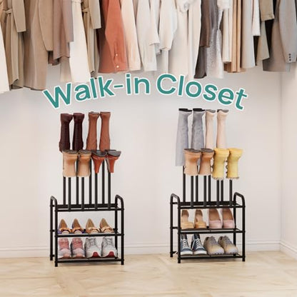 viewcare Black Boot Rack, Small Boot Rack Organizer, Tall Boots with Shoe Rack for Closet, Shoe Shelf Storage Organizer for Entryway Small Space - size: Small