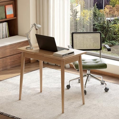 100% Solid Oak Wooden Desk Home Office Desk Mid Century Modern Writing Computer Desk with Drawer for Home Office 31" - color: Natural-oak With 1 Drawer, size: 31"W