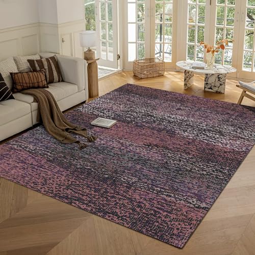 RUGSURE Washable Area Rug - 1/6 Thick - Stain & Water Resistant Non-Slip - Resistant Rug for Living Room, Bedroom, Nursery, Pet & Child Friendly, Vintage Charm Area Rugs (Burgundy, 4' x 6') - color: Depth-burgundy, size: 4' x 6' (Rectangular)