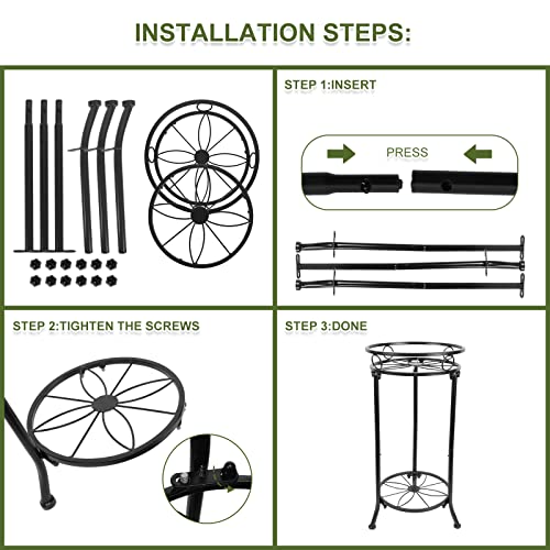 2 Pack Tall Plant Stand Indoor Outdoor, 20.3" 2 Tier Metal Plant Stand with Flower Pot Holder, Plant Rack Display Shelf for Home Garden, Patio & Balcony Decor