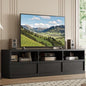 Modern TV Stand with Storage for TVs Up to 85", 70 inch Media Console with Drawer & Open Shelves, Mid Century Entertainment Center for Living Room, Black - color: Black