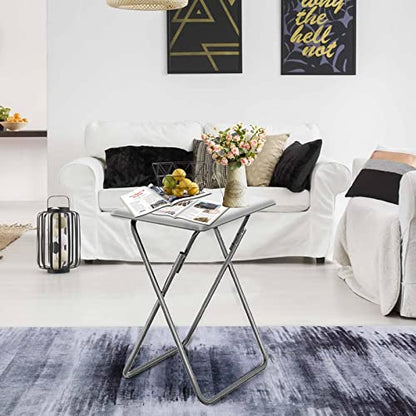 Folding TV Tray Table,TV Dinner Table with Sturdy MDF Top,Eating Trays for Living Room with No Assembly Required, 2PCS (White) - color: White, size: 2pcs