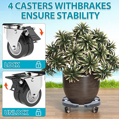 VANCASTLE Plant Caddy Plant Stand with Wheels, Heavy Duty Plant roller base 15-22 Inch Adjustable，Palnt Wheel Base 440 LBS, Large Potted Planter Cart Dolly for Flower Mover, Gray, 1 Pack | Heavy Duty 450lbs Capacity with Wheels Rolling base, Plant Dolly f