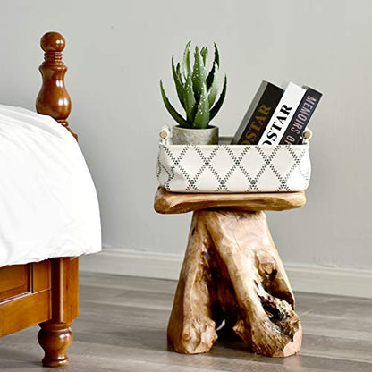 WELLAND Natural Cedar Stump Stool, Live Edge Mushroom Side Table, 14" H | Handcrafted from solid cedar with a live edge top and natural tree stump base