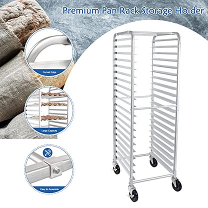 HARDURA 20 Tier Bun Pan Rack, Bakery Rack with Casters, NSF Home Commercial Kitchen, Aluminum Storage Cooling Sheet Pan Rack,20"x26"x69"H - size: 20 tier