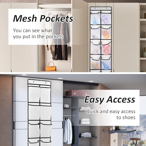 GOMAJI 2PK 12 Large Pockets Over Door Hanging Shoe Organizer - color: White
