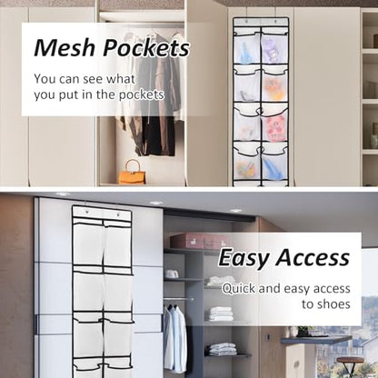 GOMAJI 2PK 12 Large Pockets Over Door Hanging Shoe Organizer - color: White