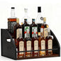Liquor Bottle Display Shelf, Coffee Syrup Rack Organizer with Metal Hand, 3 Step Countertop Liquor Wine Rack, Mini Bar, Liquor Cabinet, Home Retro Bar Shelf Stand for Liquor Whiskey, Bourbon, Spirits - size: 3 Tier