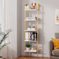 YMYNY 5 Tiers Ladder Bookcase, Industrial Wall Mounted Bookshelf, Open Display Rack with Metal Frame, Wooden Storage Shelves for Bedroom, Home Office, Living Room, White+Gold, 70*17.3*11.8"UHBC015W - color: White and Gold