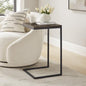 C-Shaped Couch Table, Oak Finish | Movable Side End Table, Sturdy Metal Frame, Narrow Laptop Stand Desk & TV Tray, For Living Room - color: Oak
