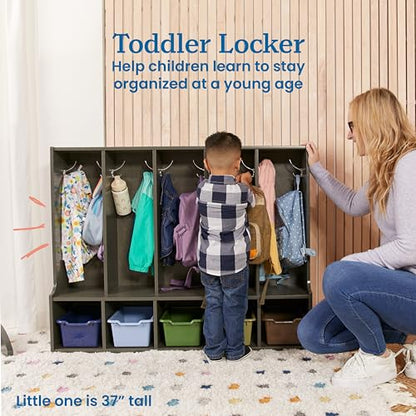 ECR4Kids Streamline 5-Section Toddler Coat Locker with Bench, Classroom Furniture, Grey Wash - color: Grey Wash