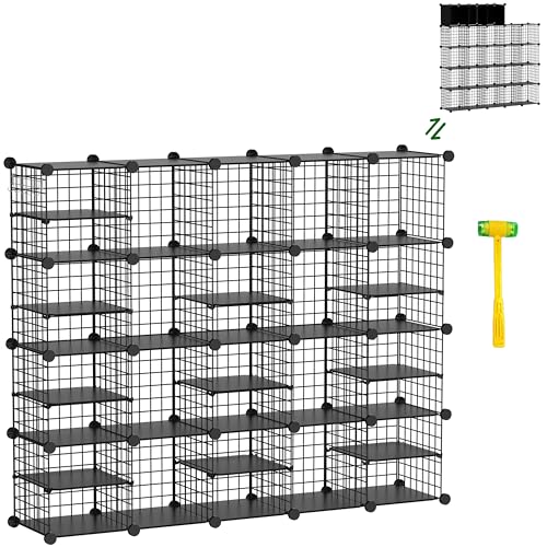 Wire Cube Storage Organizer, 20 Cubes Converted into 23 Cubes, Sturdy Metal Grids Storage Shelf Closet Shelving Units and Storage, Shelves for Bedroom LIvingroom Office - color: Black, size: 20 cubes