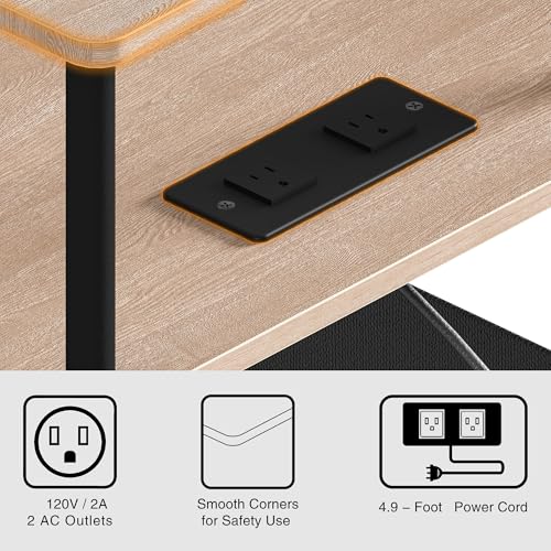 Small Side Table with Charging Station, Set of 2 End Table for Small Spaces, Slim Nightstand with Outlet,Sofa Beside Table, 3-Tier Storage Shelf,Living Room, Bed Room, Natrual Walnut - color: Natrual Walnut