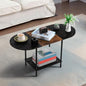 Coffee Tables for Living Room,Mid Century Small Oval Center Table with 2-Tier Storage Shelf and Wood Tabletop,Farmhouse Narrow Cocktail Tea Table for Small Space,Apartment,Black Brown - color: Black Brown