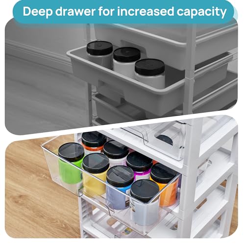 Vtopmart Rolling Drawer Cart, 6 Tier, Clear, Deep Drawers | Clear Deep Drawers, Visible Storage, Large-Capacity Organization, Crafts, Art, Toys, Bathroom, Classroom & Office Supplies - style: 6 Tier 6 Drawers