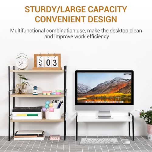 YGYQZ Desk Shelf Organizer for Top of Desk, 1-Tier Desktop Bookshelf, Black & White - color: 1-tier Black/White