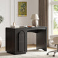Bestier Computer Desk with Drawer, 47 Inch Wood Home Office Desk with Storage & Cabinet, Modern Arched Curved Design Office Desks for Writing Study Bedroom, Black - color: Black