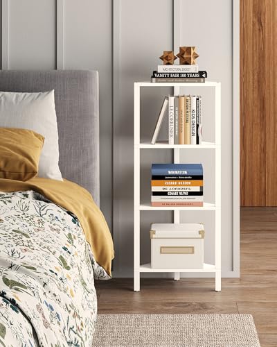 TUTOTAK Corner Shelf, 4-Tier Corner Bookshelf for Small Space | Narrow Display Corner Shelf Stand with Storage Rack, for Living Room, Bedroom, White BS05BW004 - color: White, size: 4-Tier Ordinary