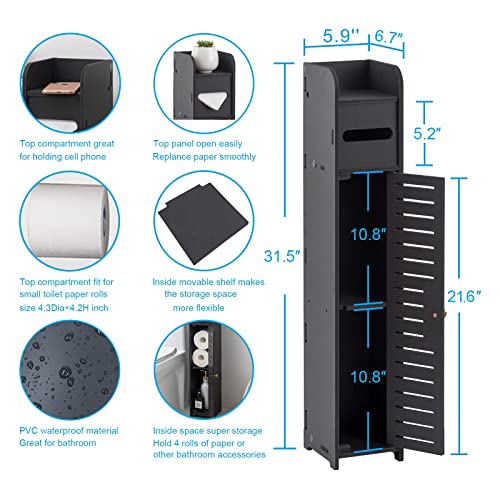 AOJEZOR Small Bathroom Storage Cabinet: Protect Rental Deposit for Renters - color: Black