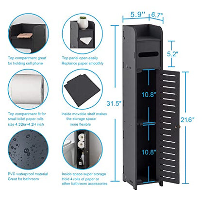 AOJEZOR Small Bathroom Storage Cabinet: Protect Rental Deposit for Renters - color: Black